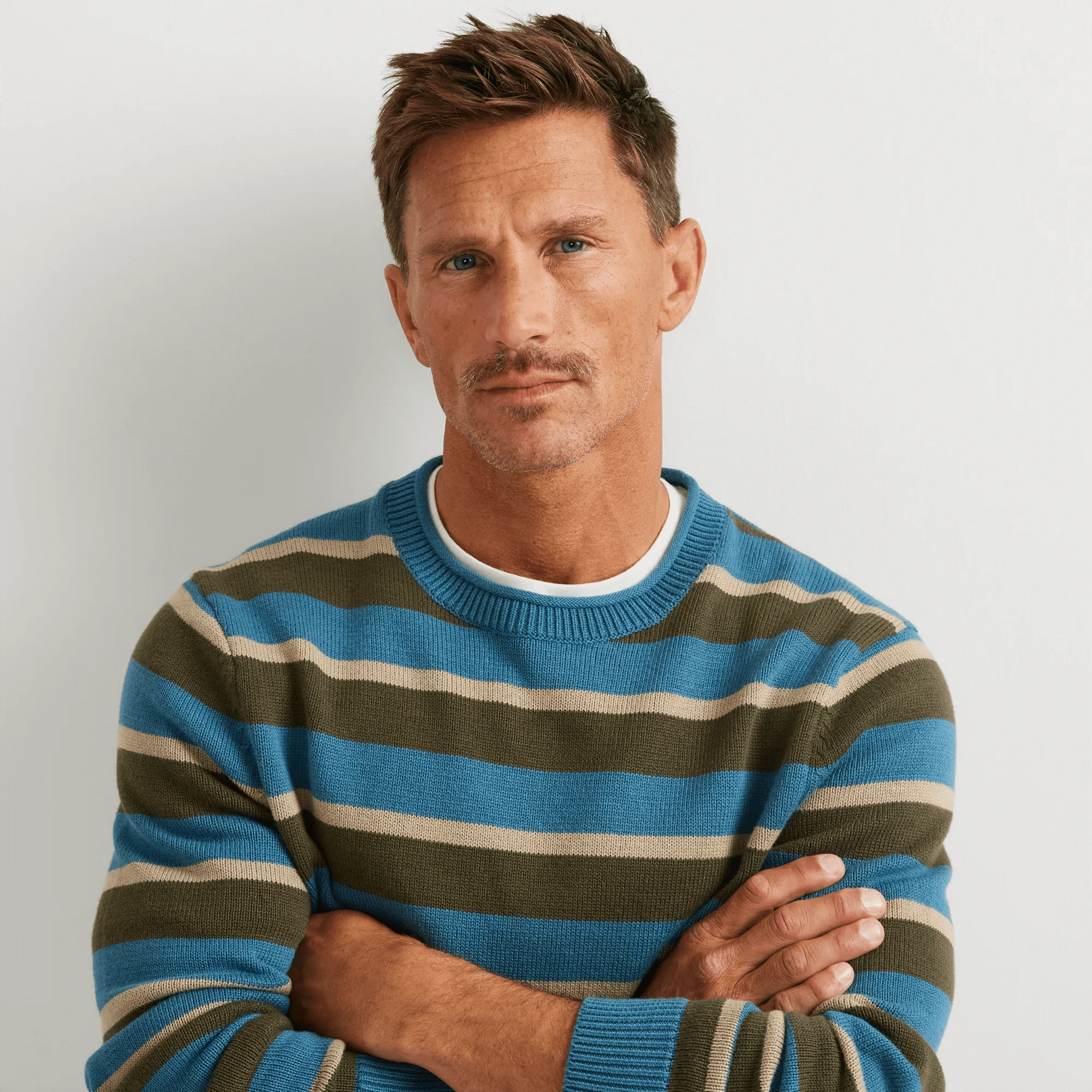 Men's Classic Roll Neck Sweater - Stripe - Image 2