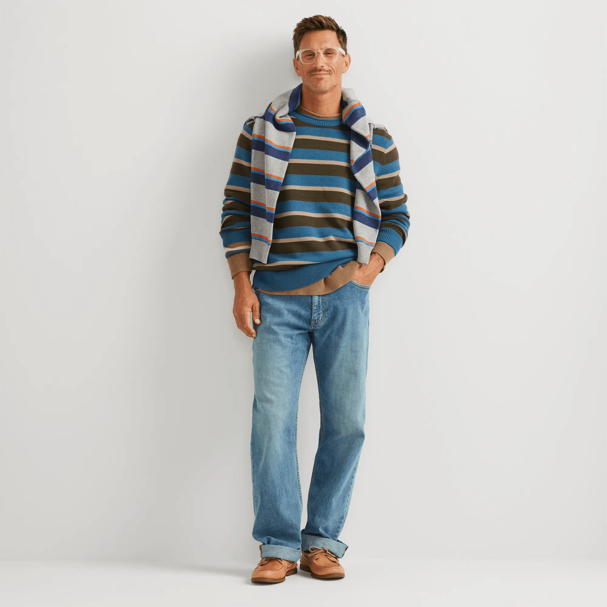 Men's Classic Roll Neck Sweater - Stripe - Image 3