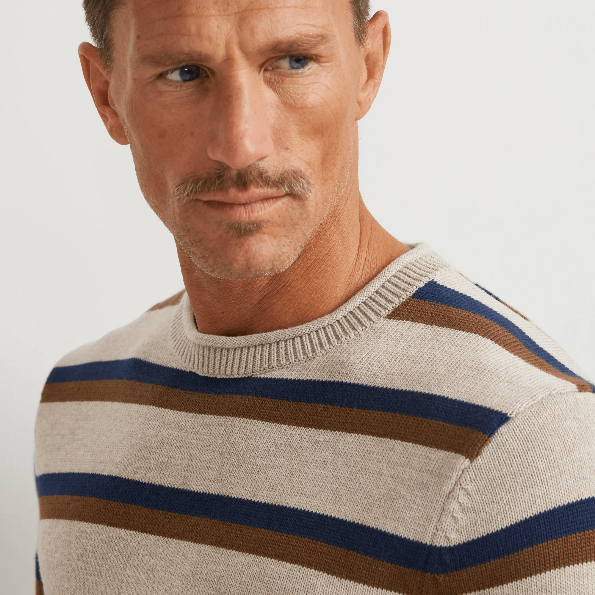 Men's Classic Roll Neck Sweater - Stripe - Image 2
