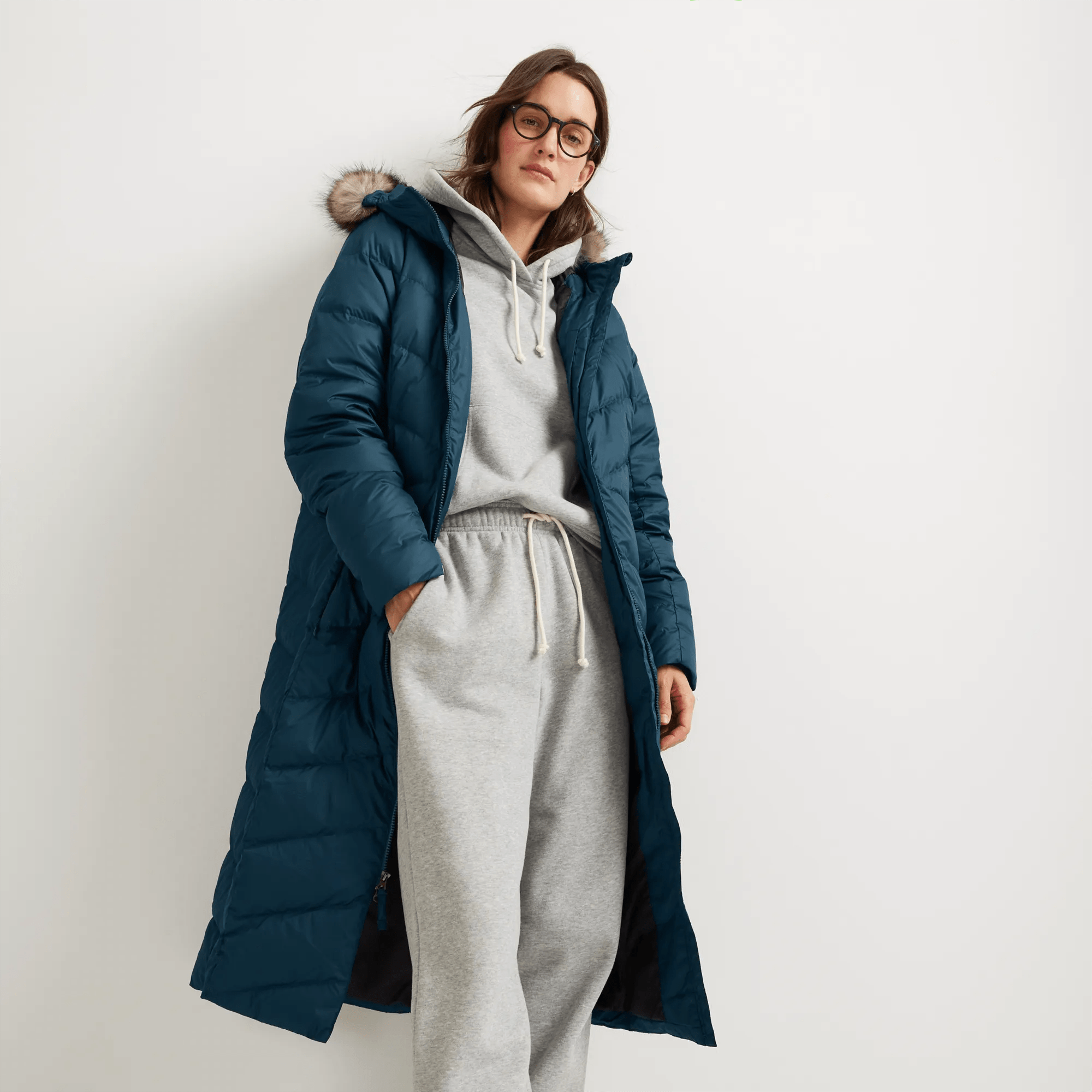 Women's Classic Down Hooded Duffle Coat - Image 5
