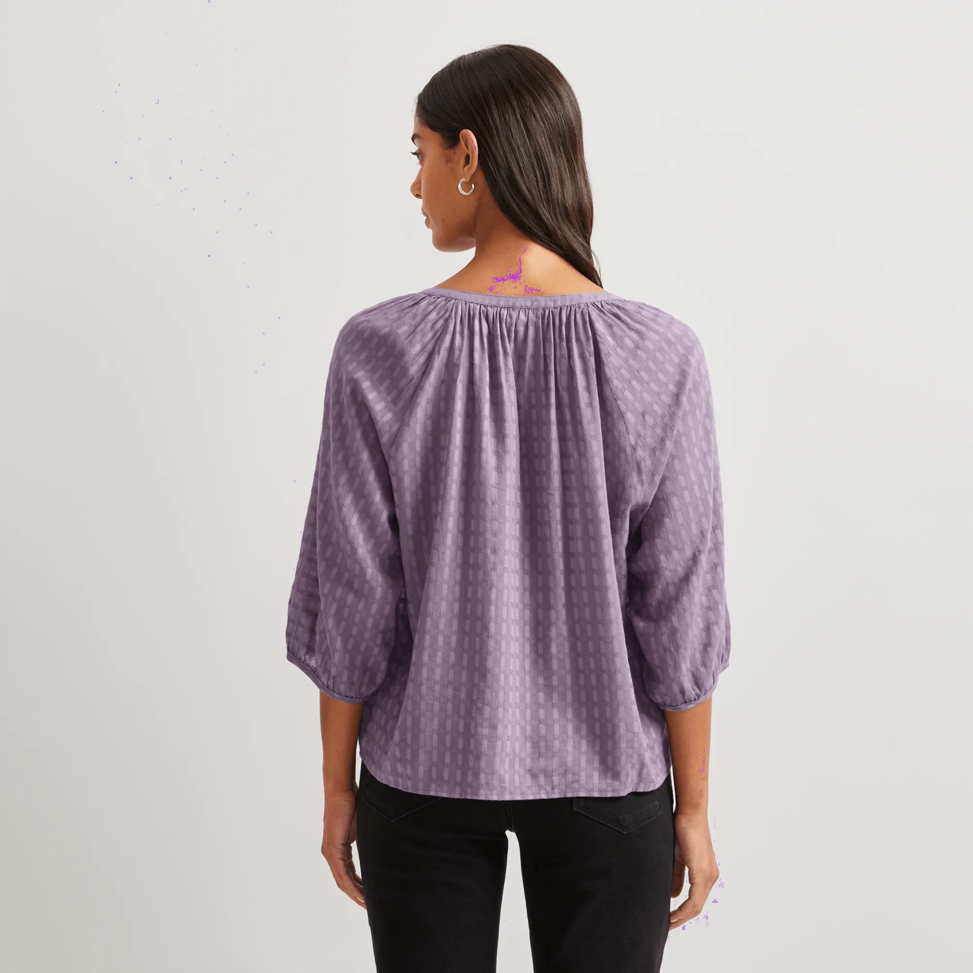 Women's Meadow Texture Quarter-Sleeve Top - Solid - Image 2