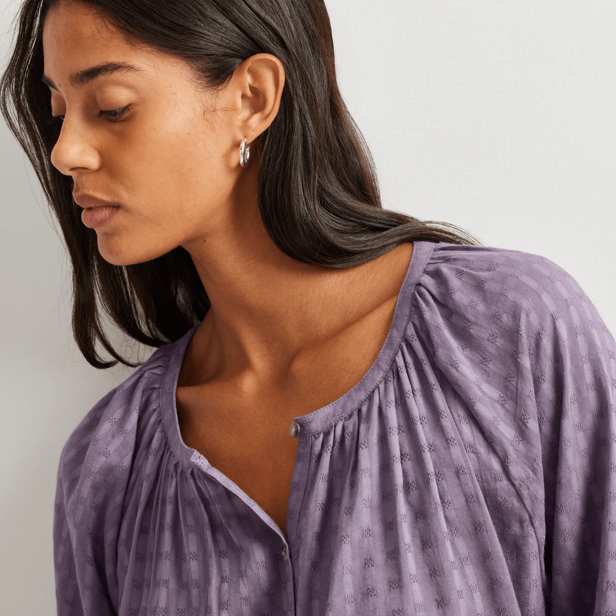 Women's Meadow Texture Quarter-Sleeve Top - Solid - Image 3
