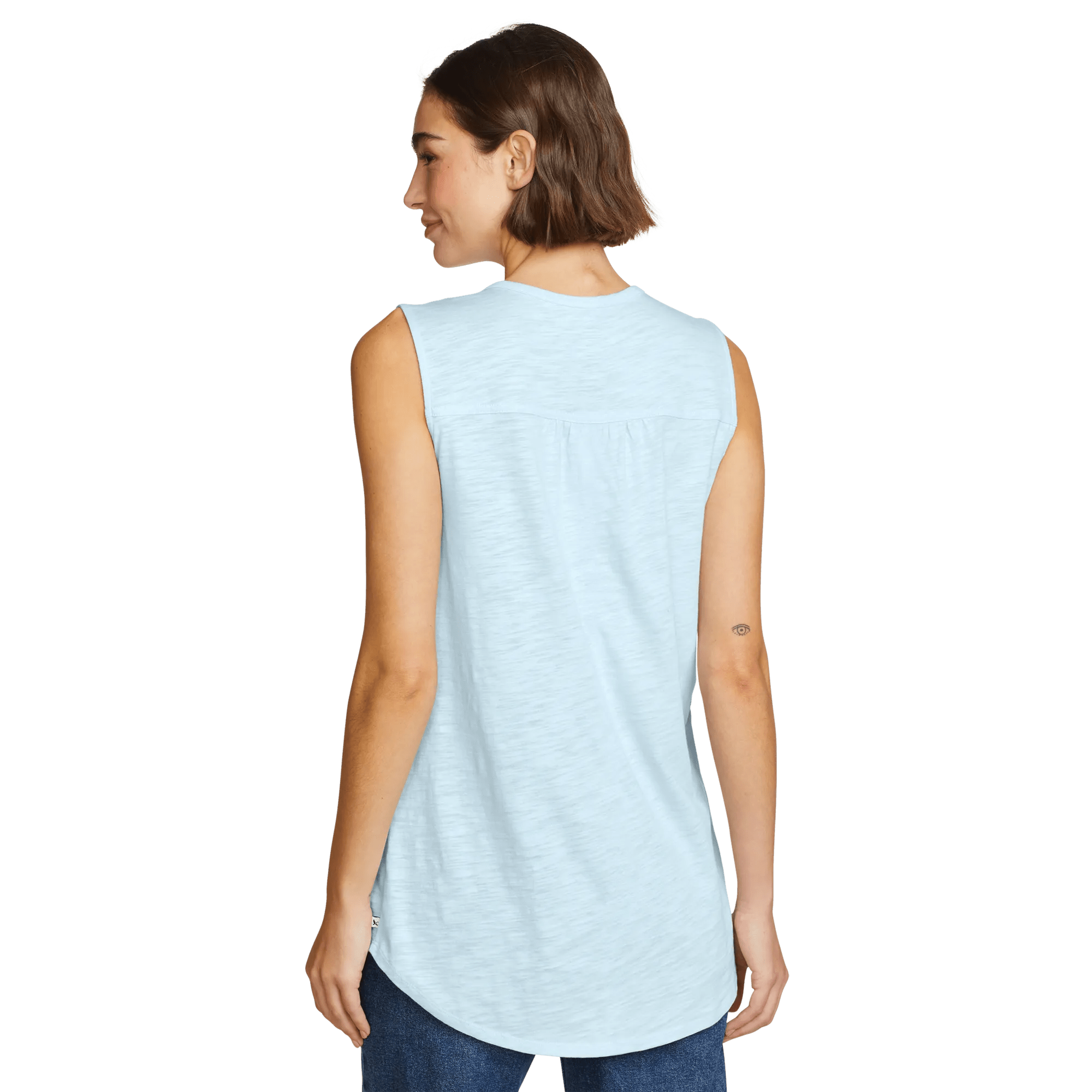 Women's Gate Check Sleeveless Split-Neck Tunic - Image 2