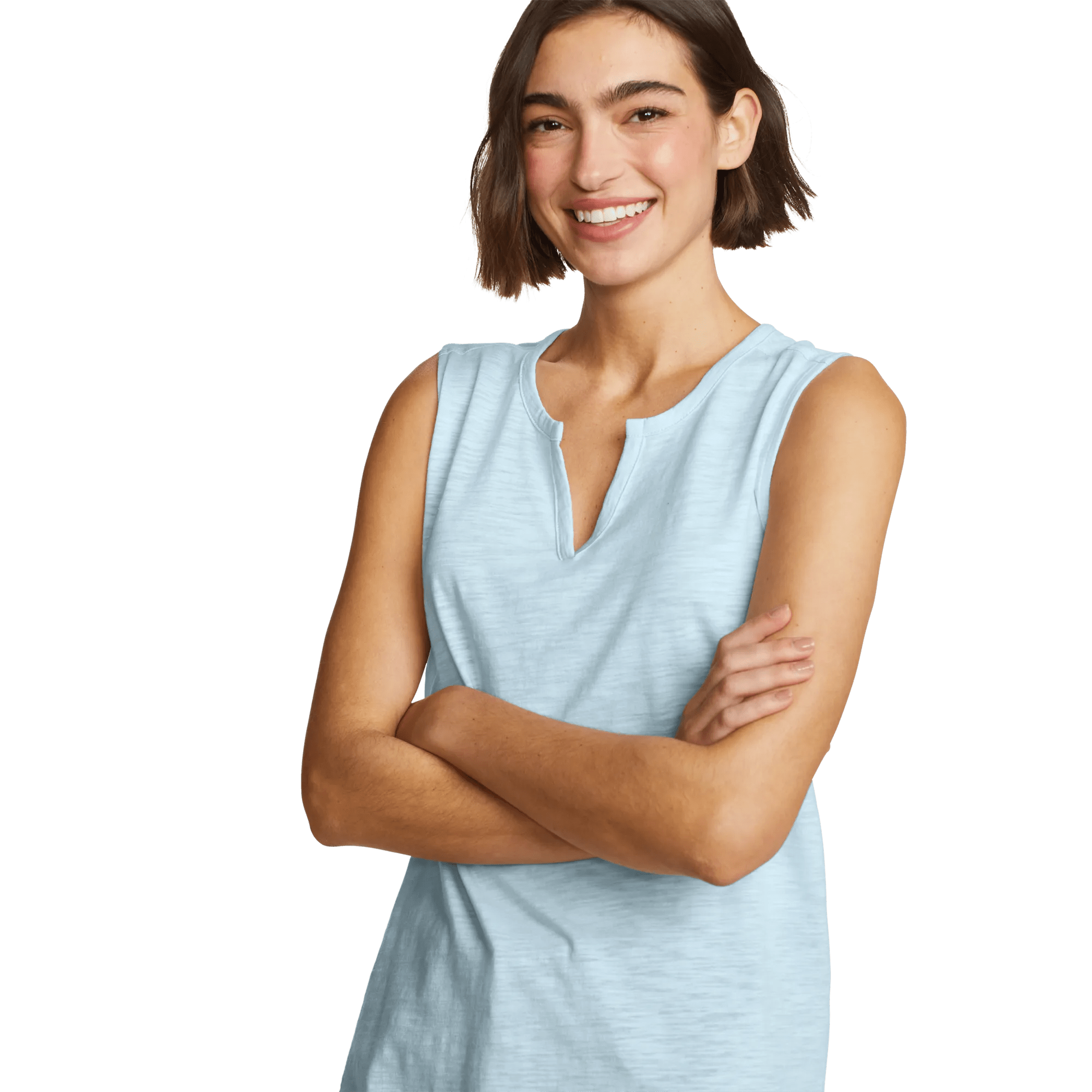 Women's Gate Check Sleeveless Split-Neck Tunic - Image 3