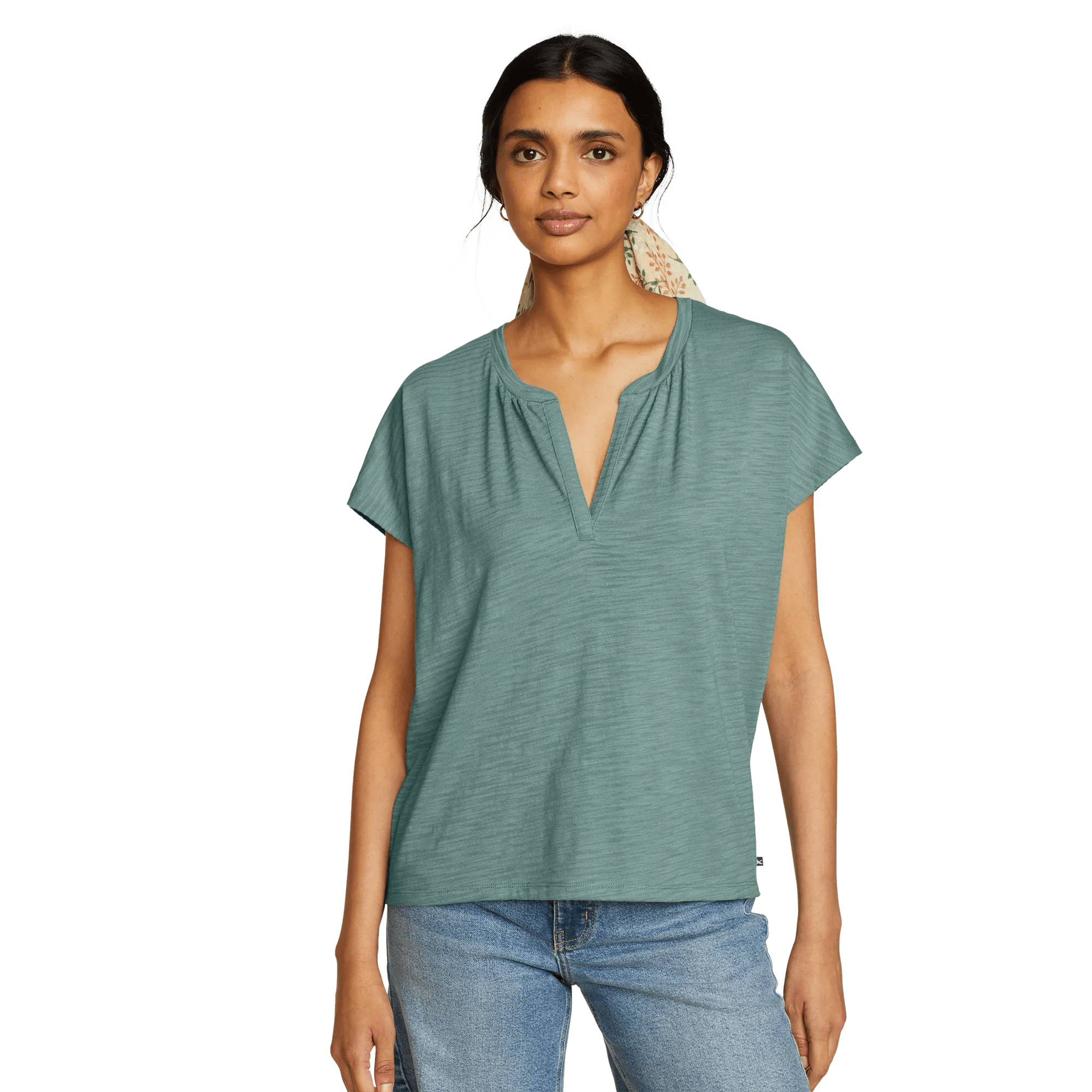 Women's Sunny Slub-Texture Notch Neck Top - Image 3
