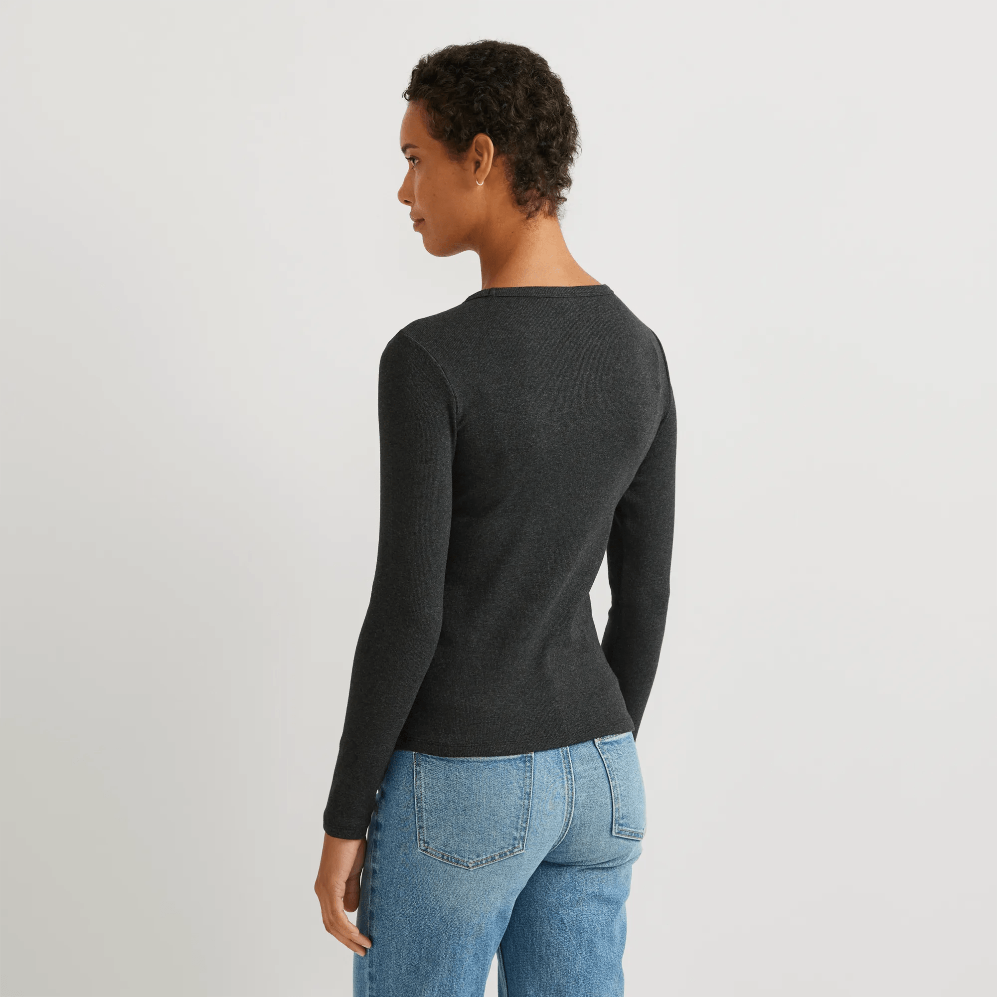 Women's Essential Ribbed Long-Sleeve Layering T-Shirt - Image 2
