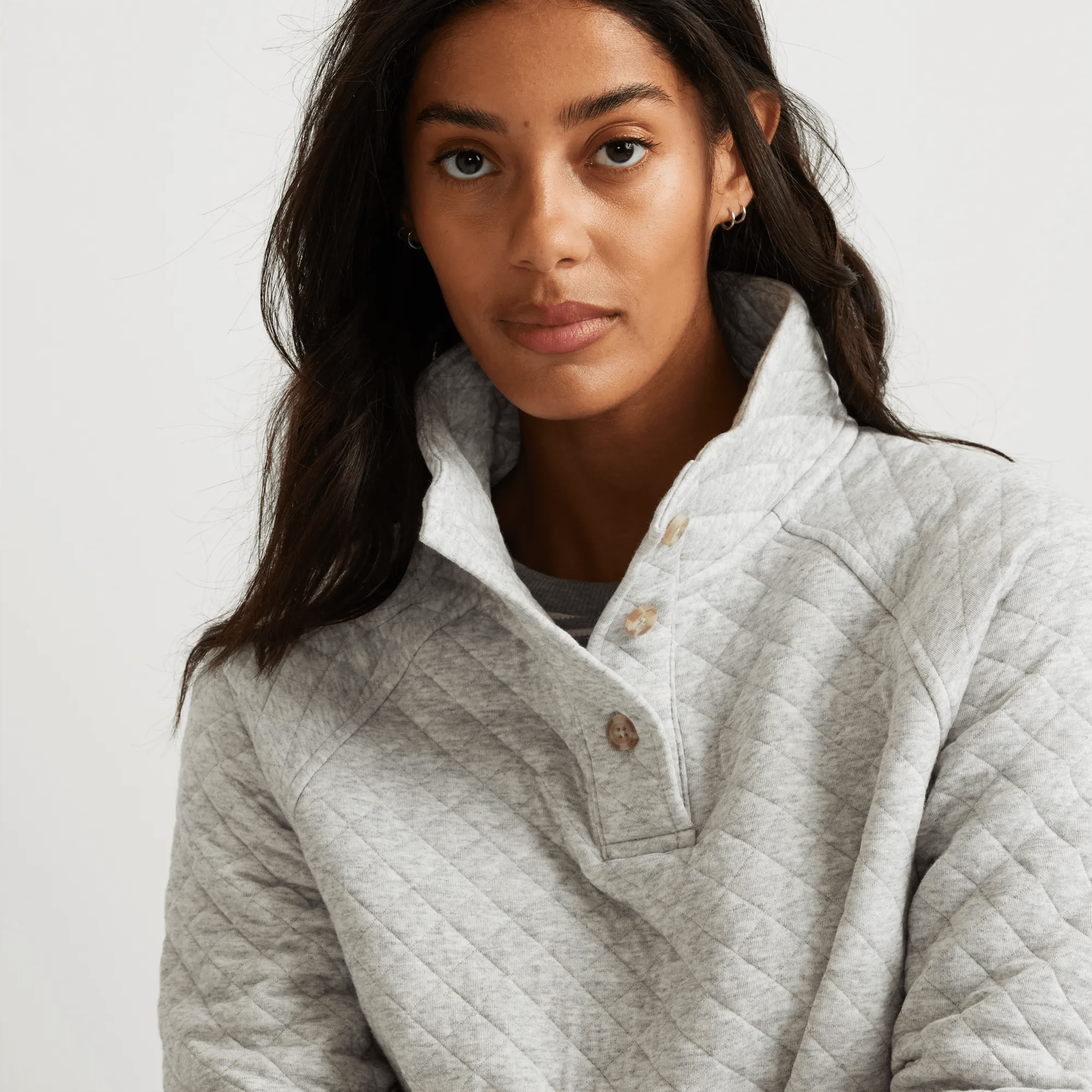 Women's Quilted Button-Up Mockneck - Image 3