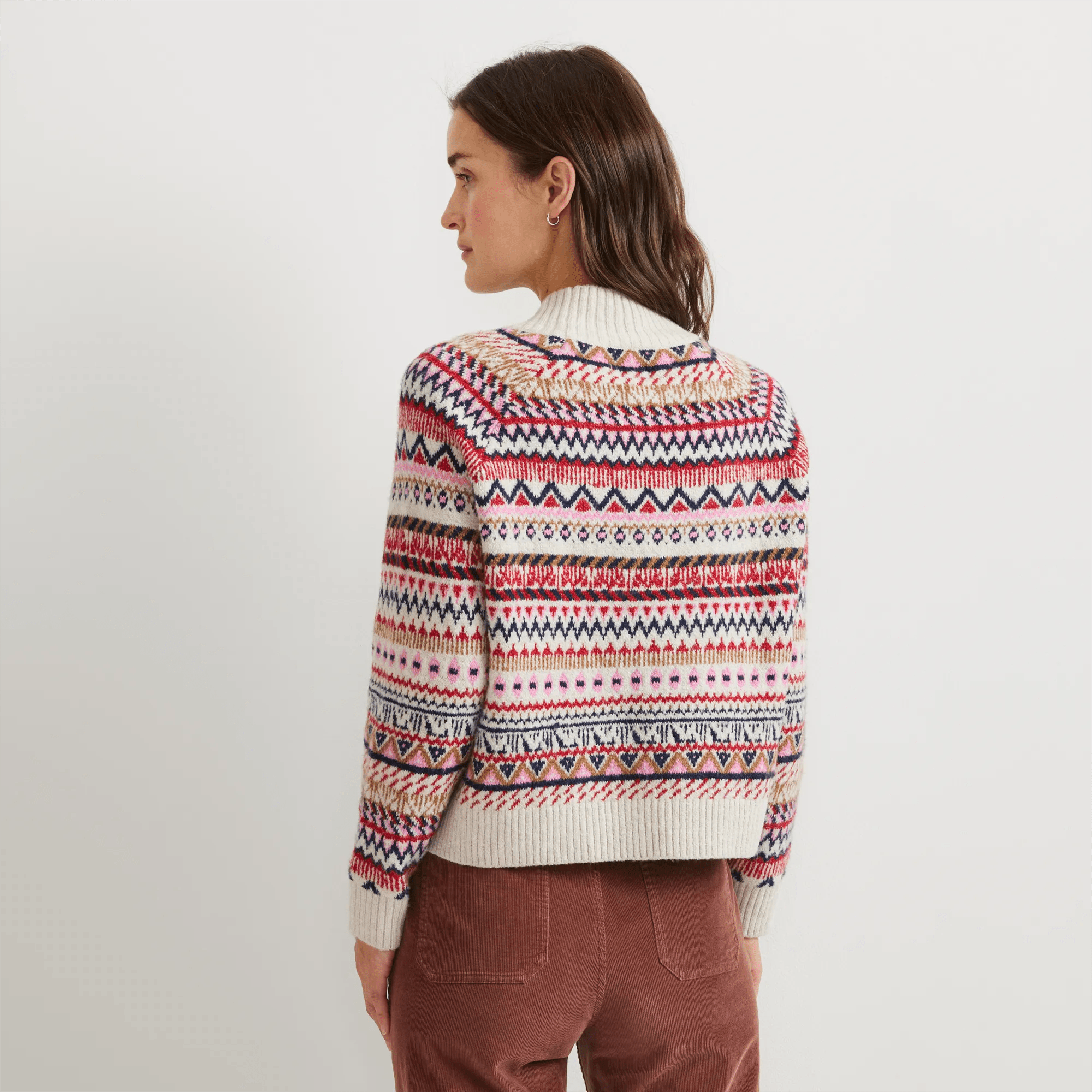 Women's Warm Tidings Mock Neck Sweater - Fair Isle Pattern - Image 2