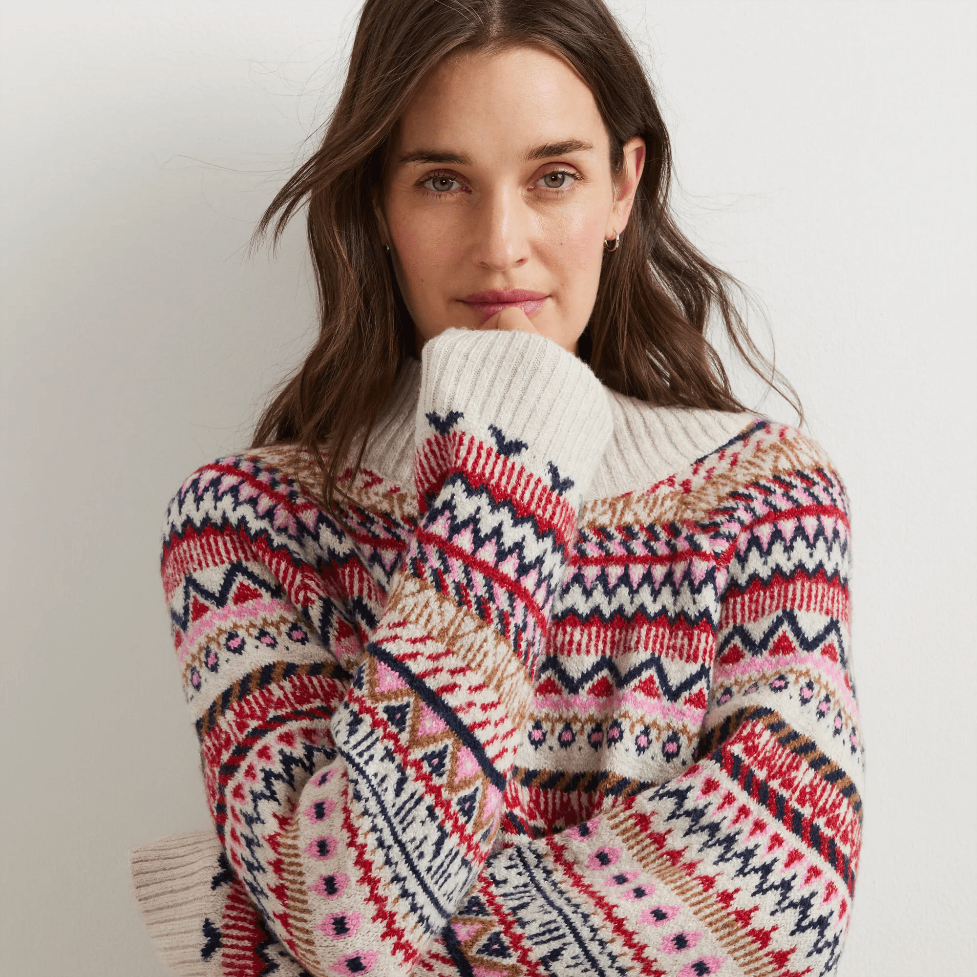 Women's Warm Tidings Mock Neck Sweater - Fair Isle Pattern - Image 3