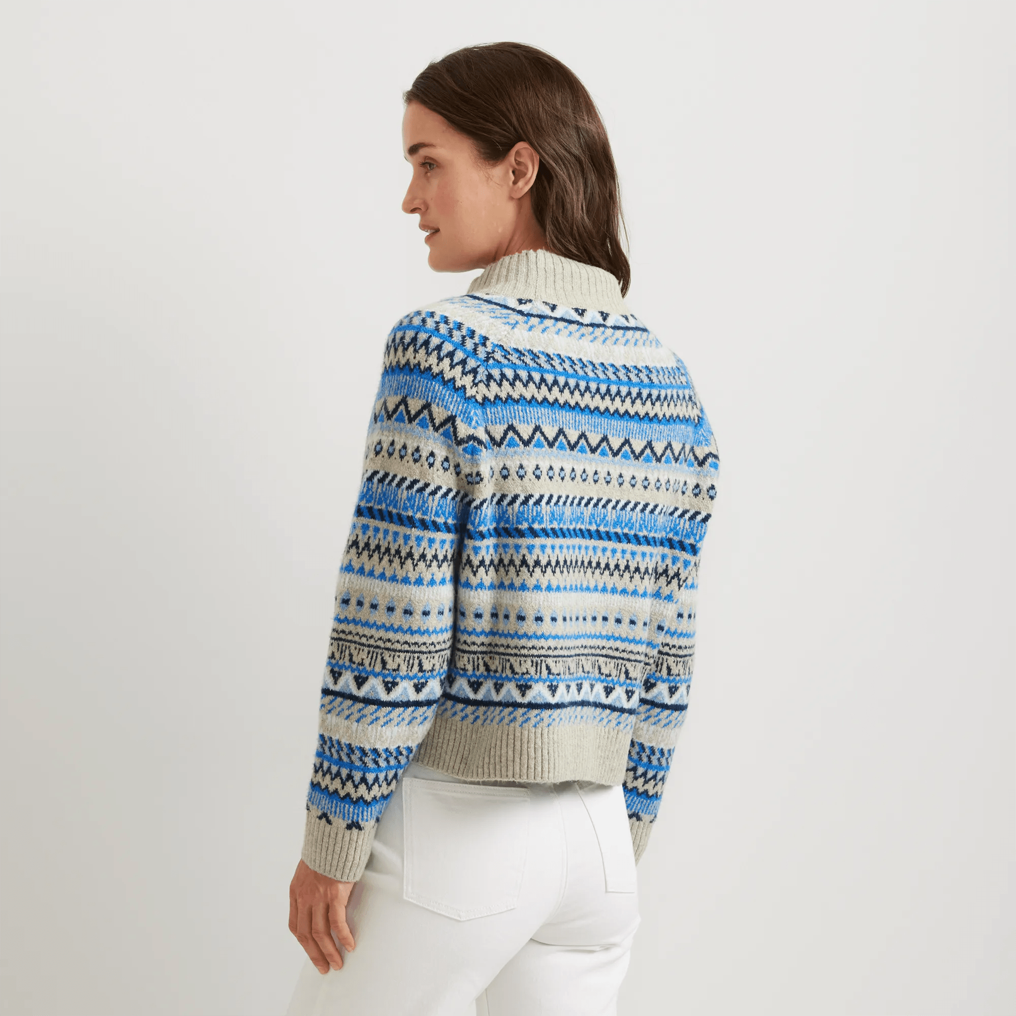 Women's Warm Tidings Mock Neck Sweater - Fair Isle Pattern - Image 2