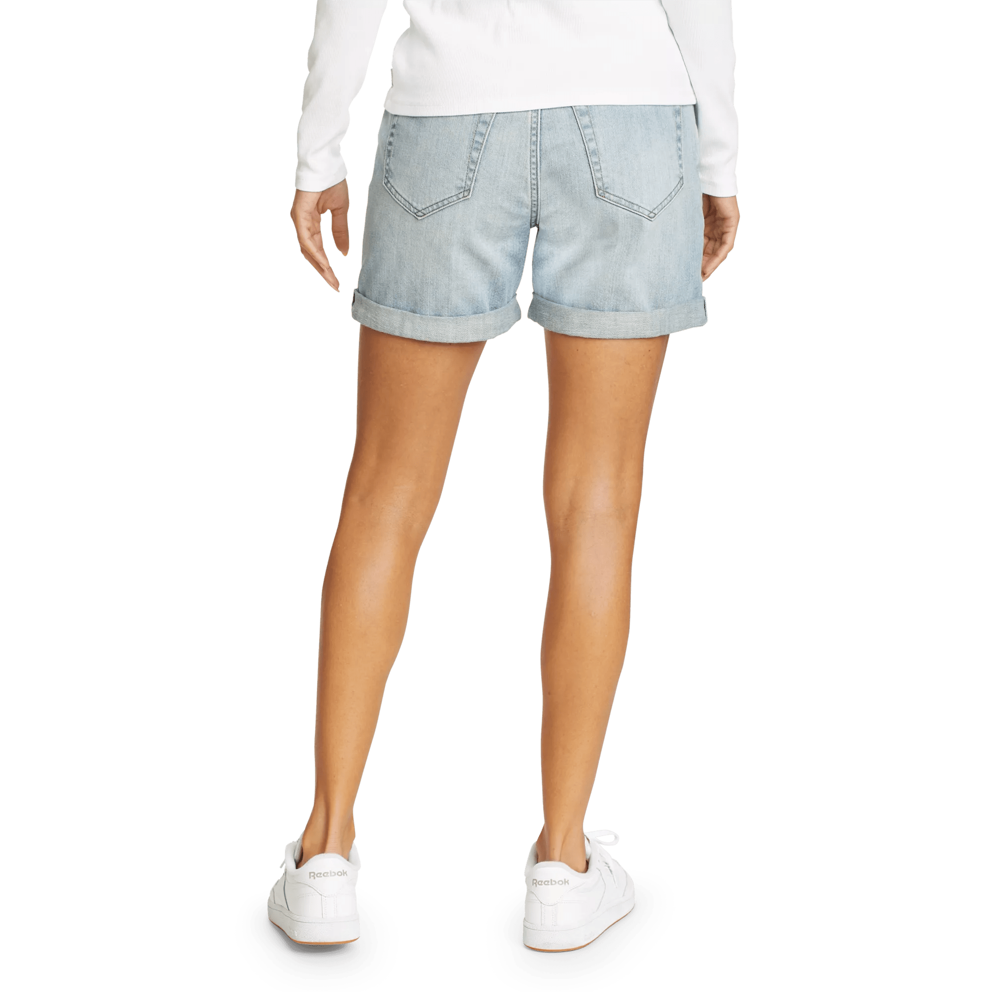 Women's Boyfriend Rolled Denim Shorts - Relaxed Fit - Image 2
