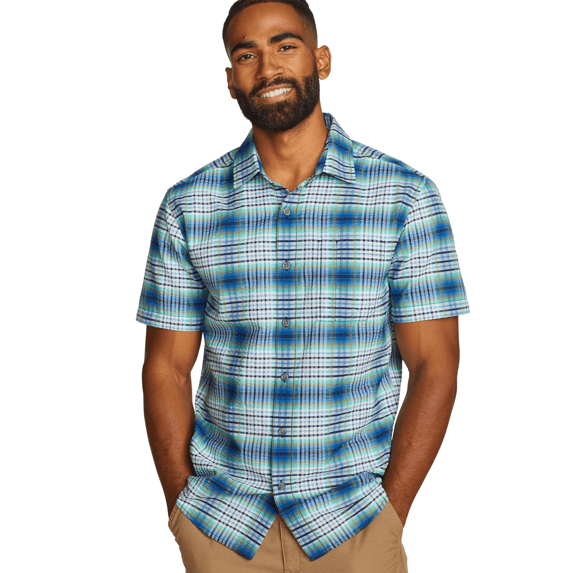 Men's Short-Sleeve Pack It 2.0 Seersucker Shirt - Image 3