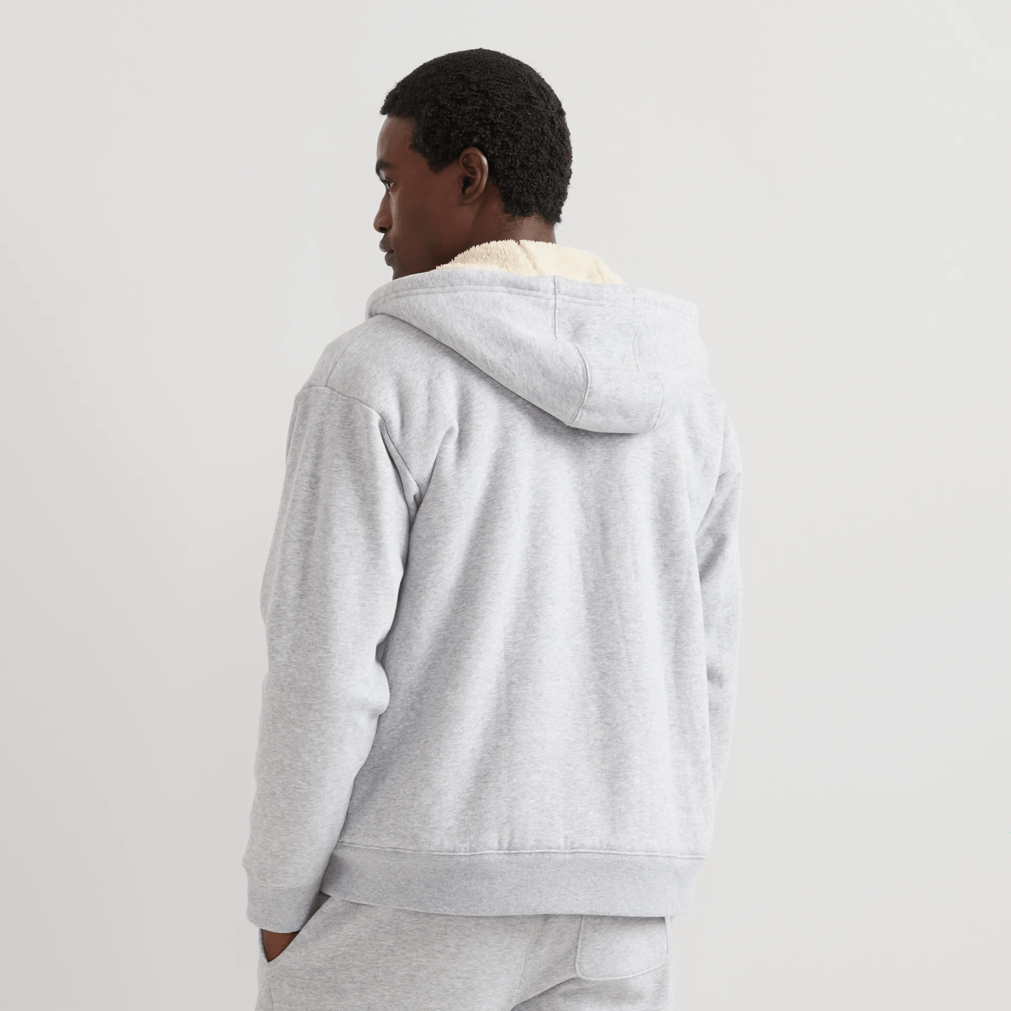 Men's Vintage Soft Faux Shearling-Lined Full-Zip Hoodie - Image 2