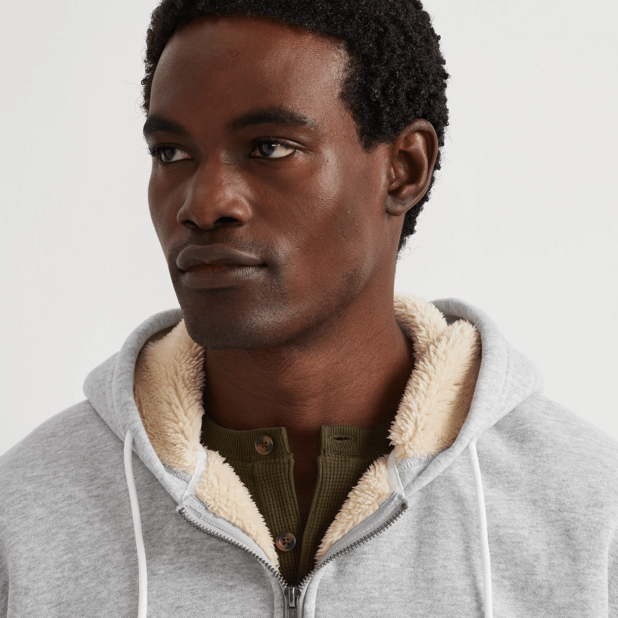 Men's Vintage Soft Faux Shearling-Lined Full-Zip Hoodie - Image 3