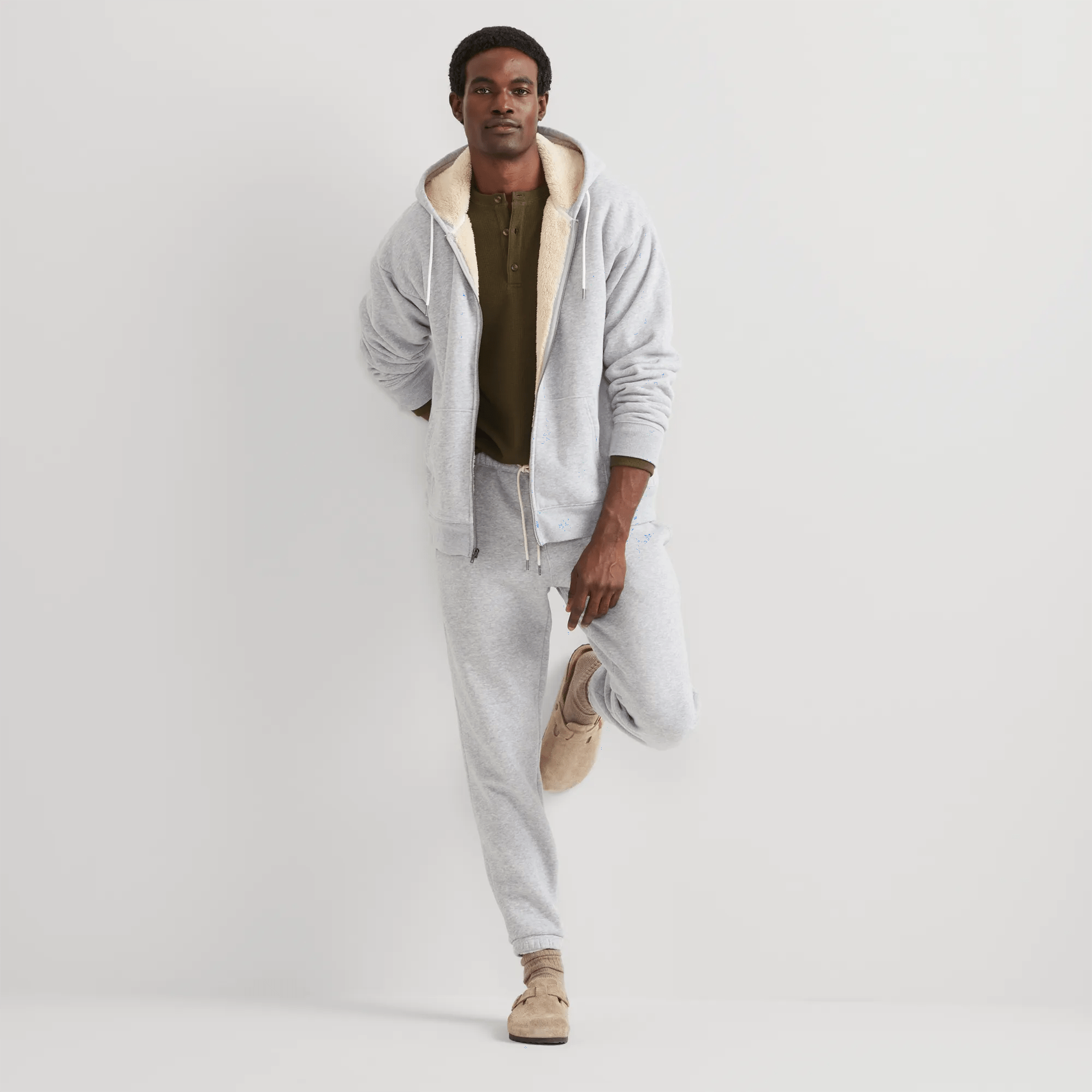Men's Vintage Soft Faux Shearling-Lined Full-Zip Hoodie - Image 5