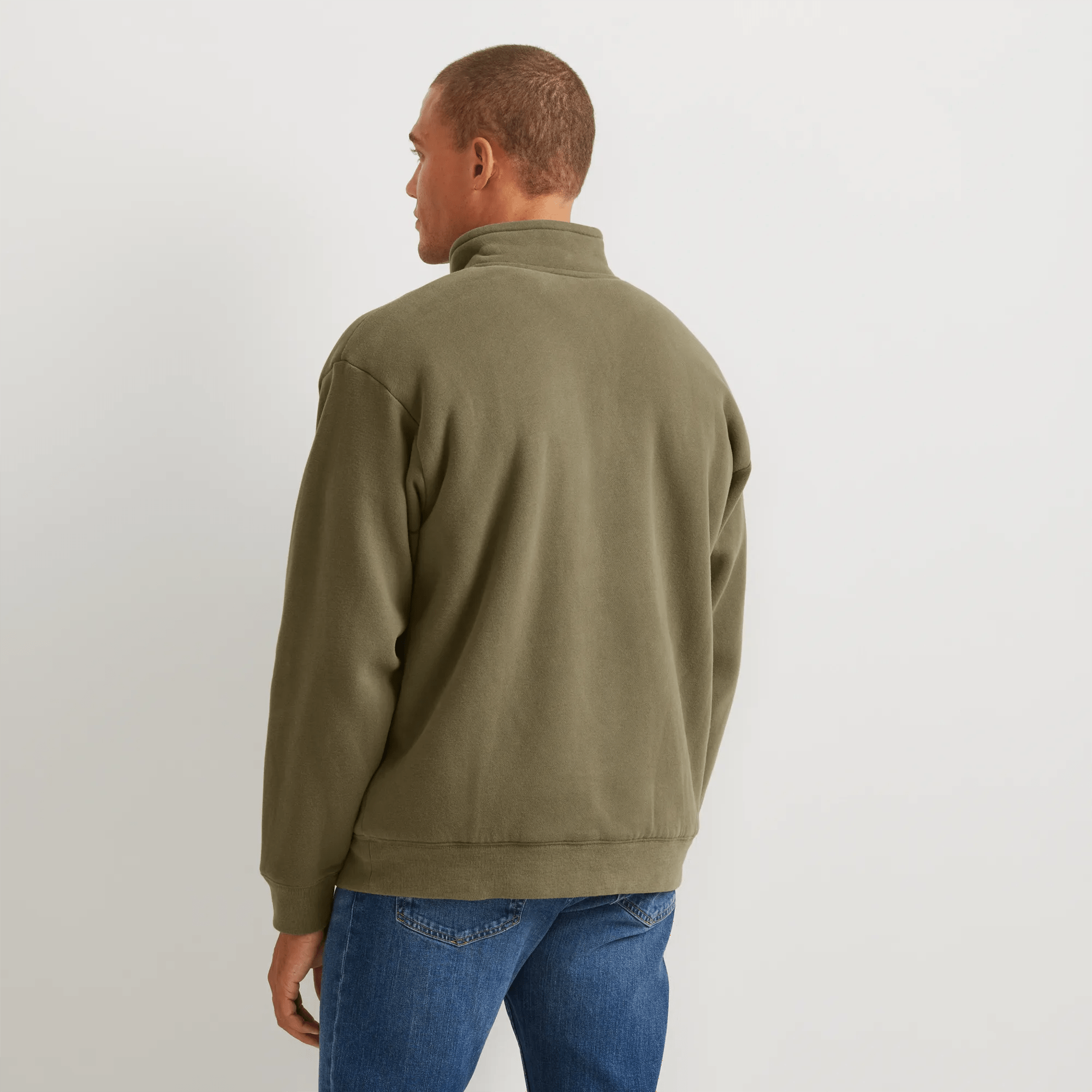 Men's Vintage Soft Faux Shearling-Lined 1/4-Zip Sweatshirt - Image 2