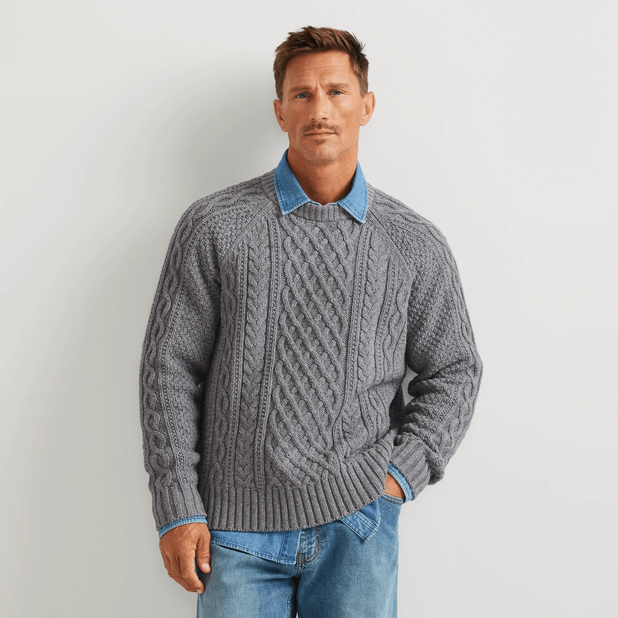 Men's Premium Heritage Cable Crew Sweater
