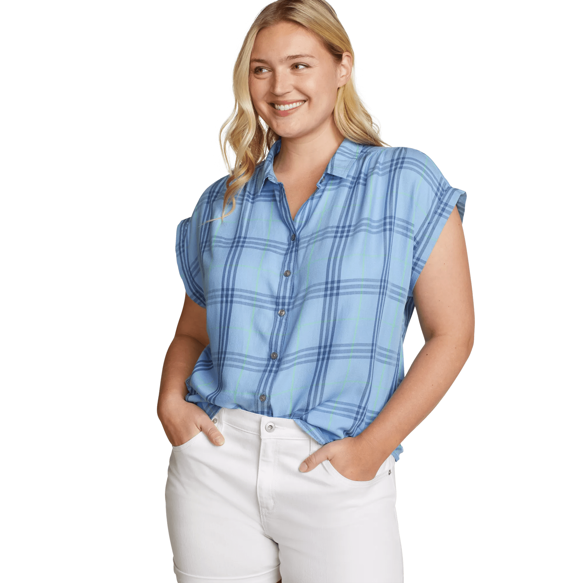 Women's Tranquil Short-Sleeve Shirred Shirt - Pattern