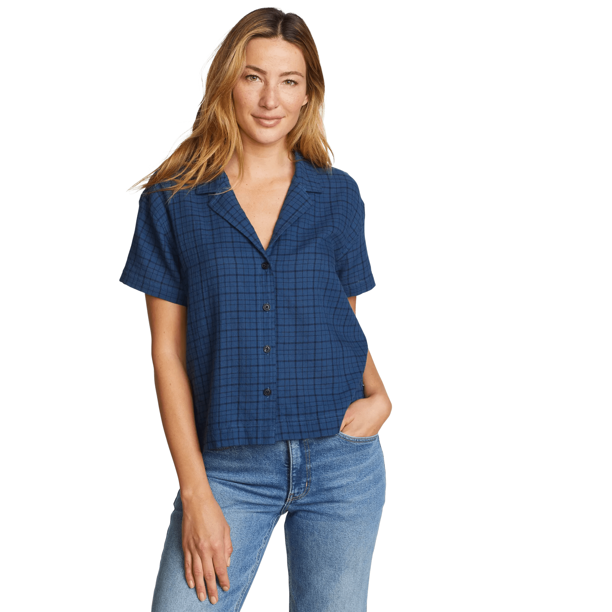 Women's High Tide Short-Sleeve Cropped Flannel