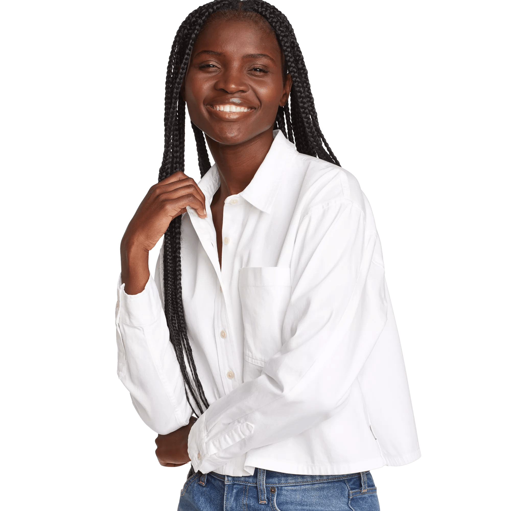 Women's Everyday Cotton Cropped Long-Sleeve Shirt