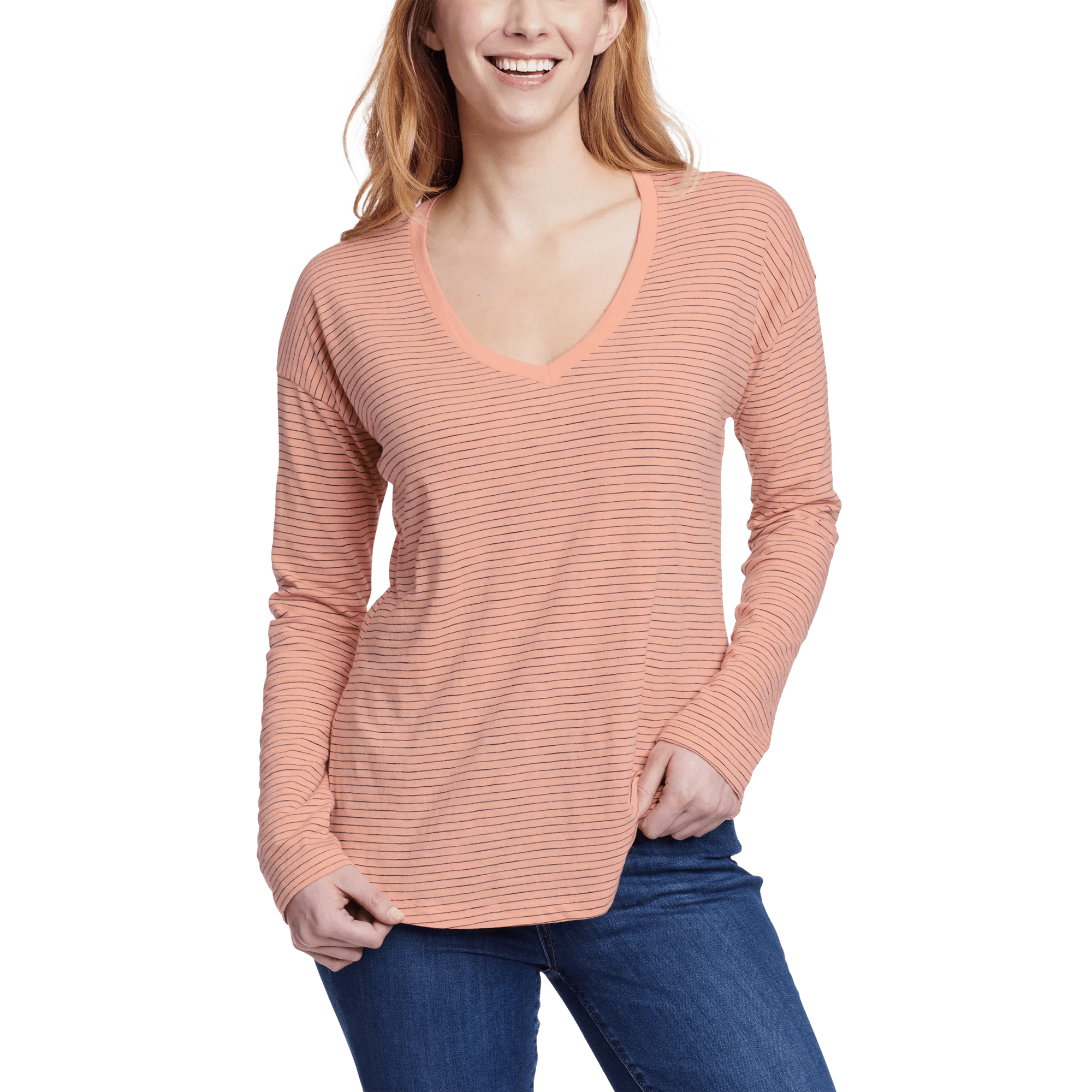 Women's Sunwashed Striped V-Neck T-Shirt