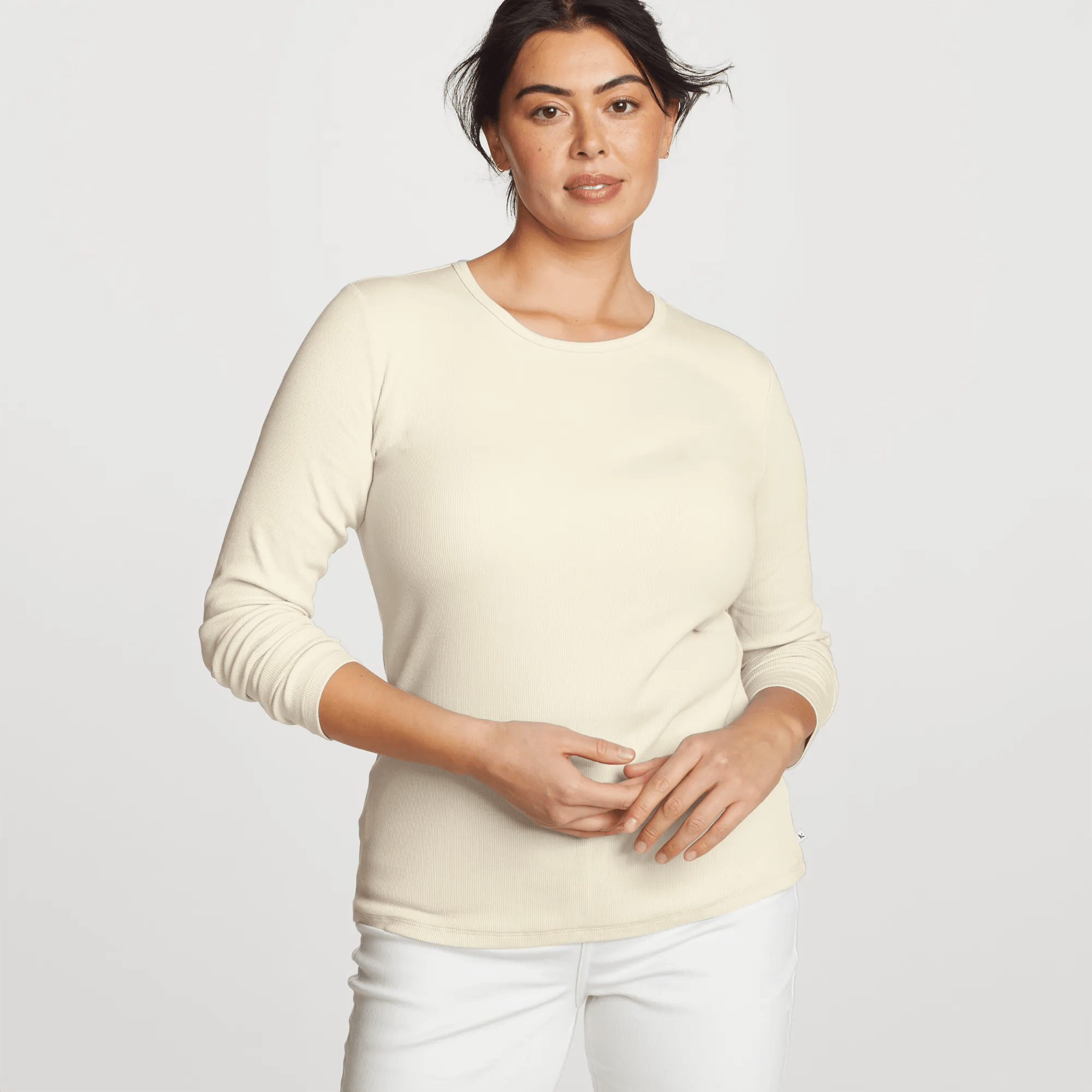 Women's Essentials Ribbed Crew Long-Sleeve Shirt