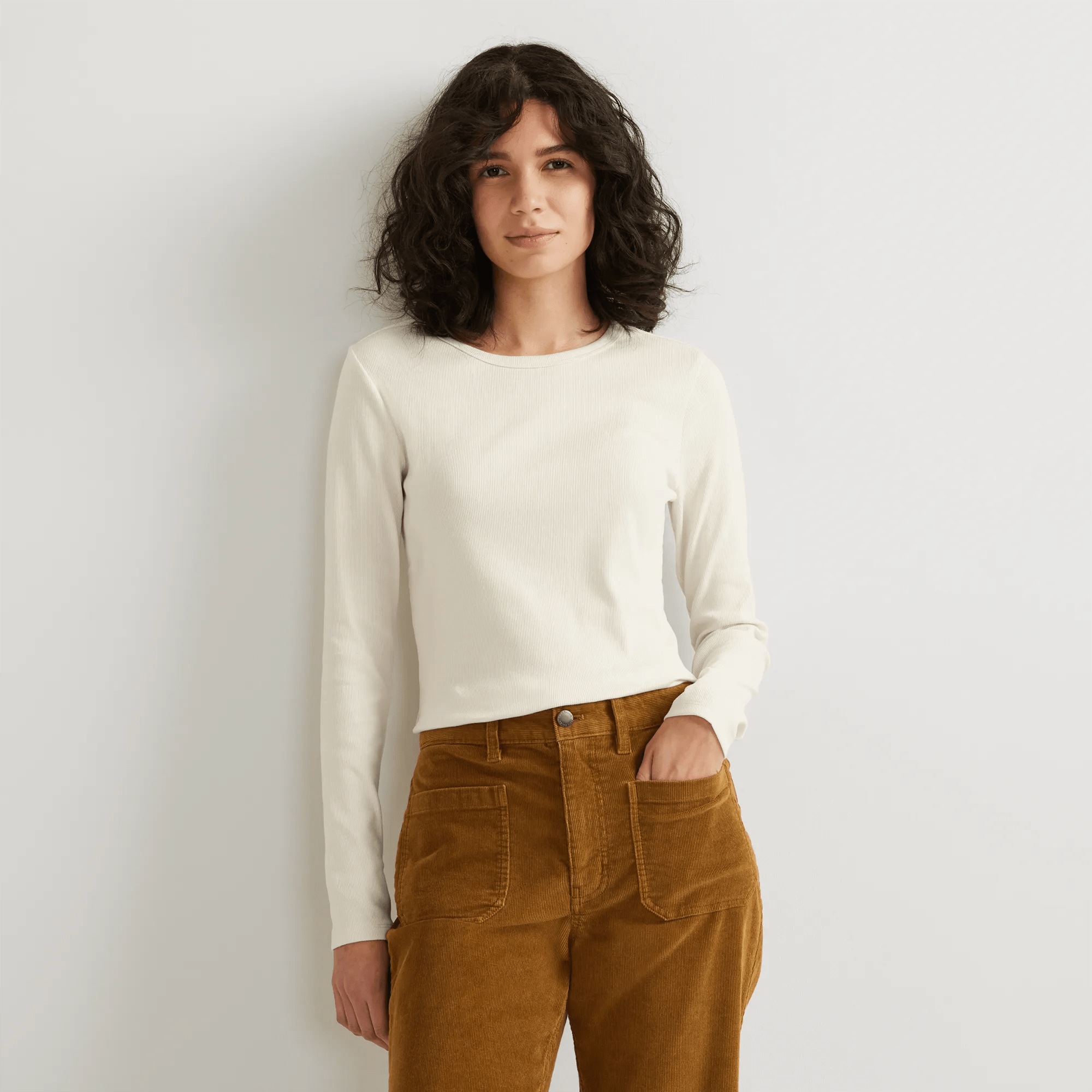 Women's Essential Ribbed Long-Sleeve Layering T-Shirt