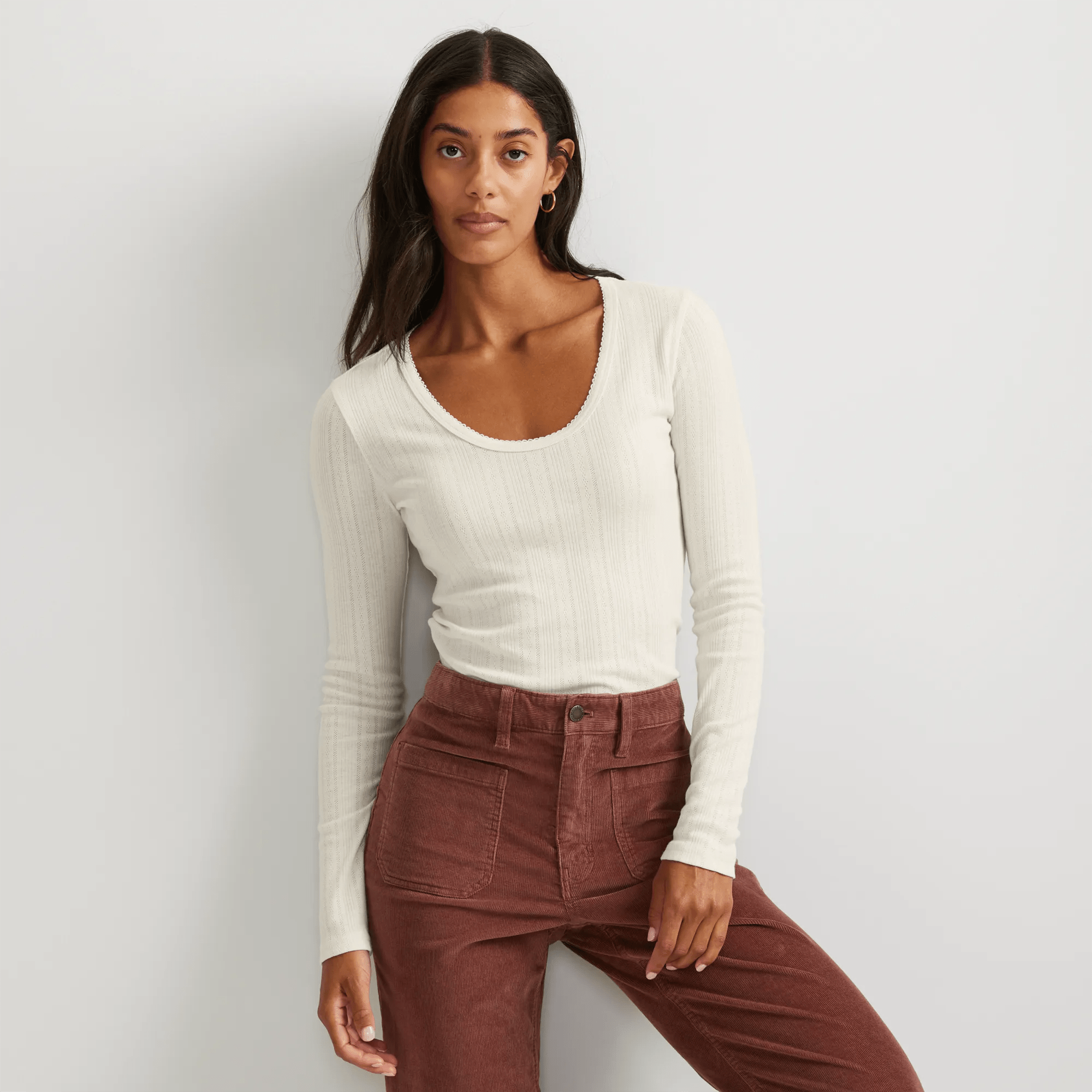 Women's Perfect Pointelle Long-Sleeve Shirt