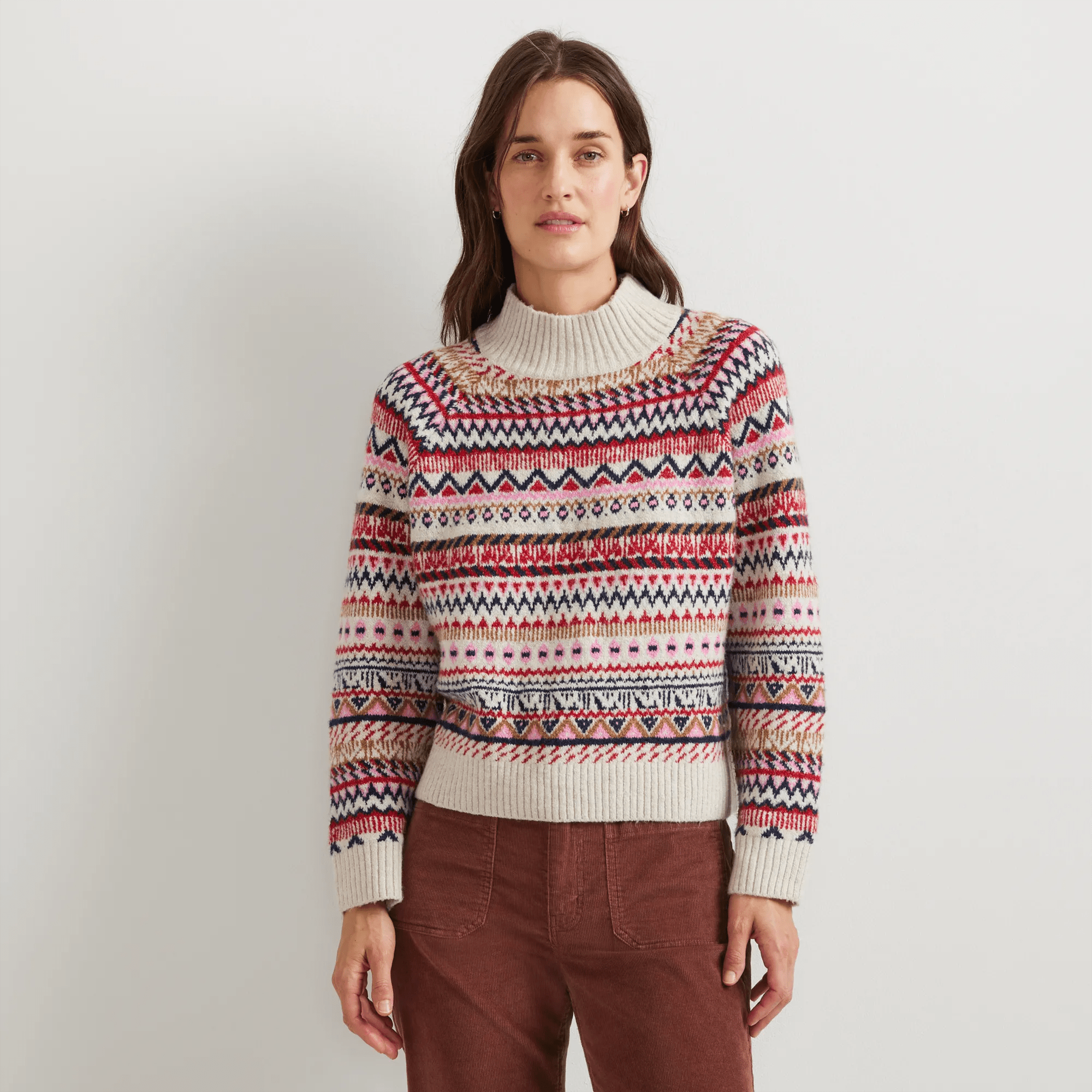 Women's Warm Tidings Mock Neck Sweater - Fair Isle Pattern