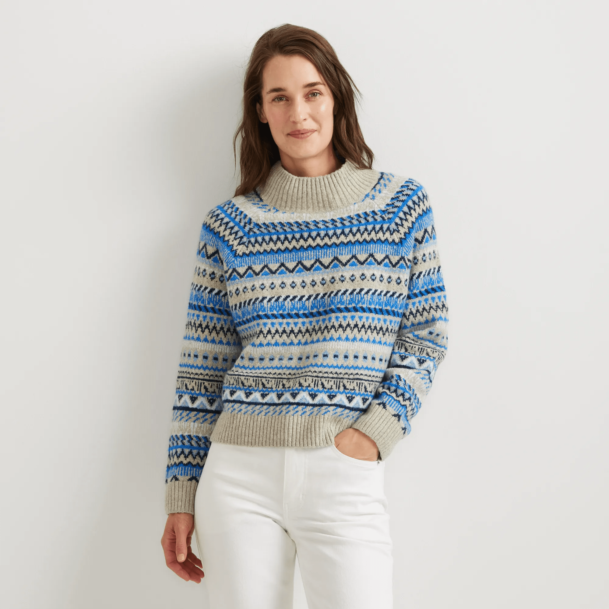 Women's Warm Tidings Mock Neck Sweater - Fair Isle Pattern