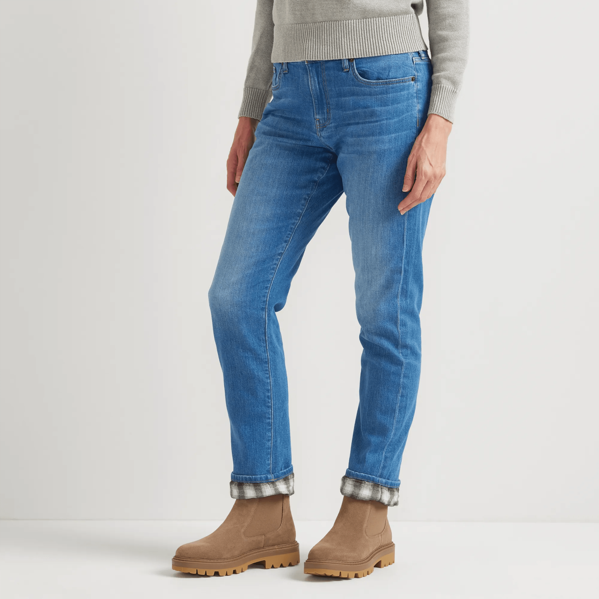 Women's Boyfriend Flannel-Lined Straight Leg Jeans