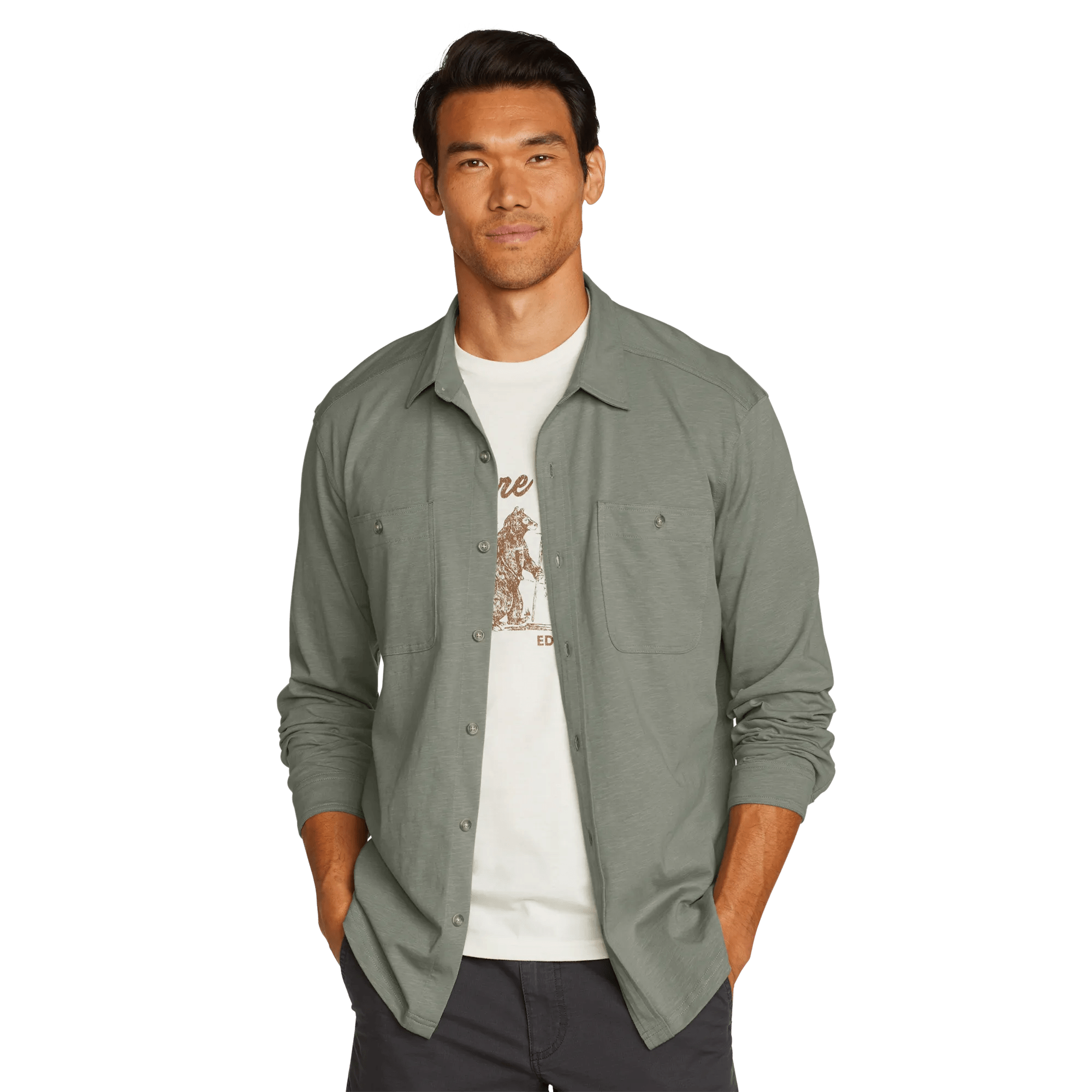 Men's Baja Long-Sleeve Knit Button-Up Shirt