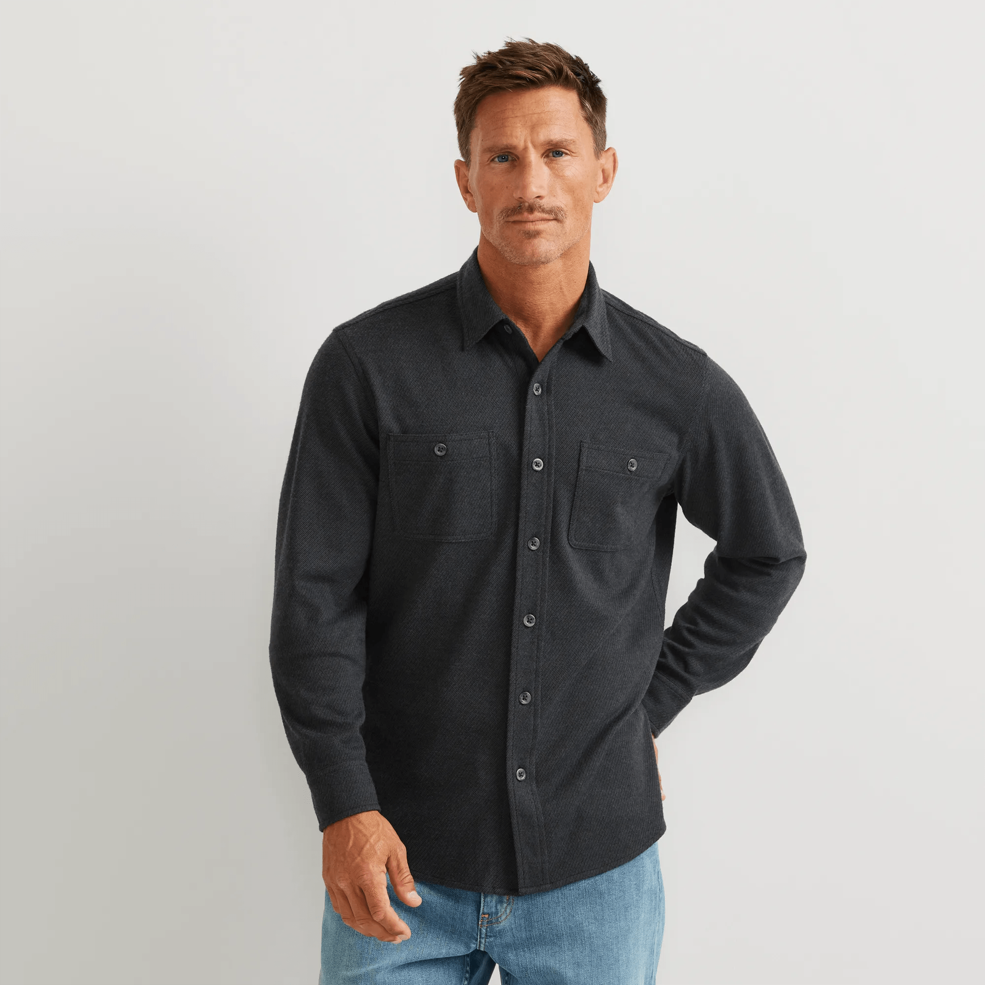 Men's Soft Knit Button Down Shirt