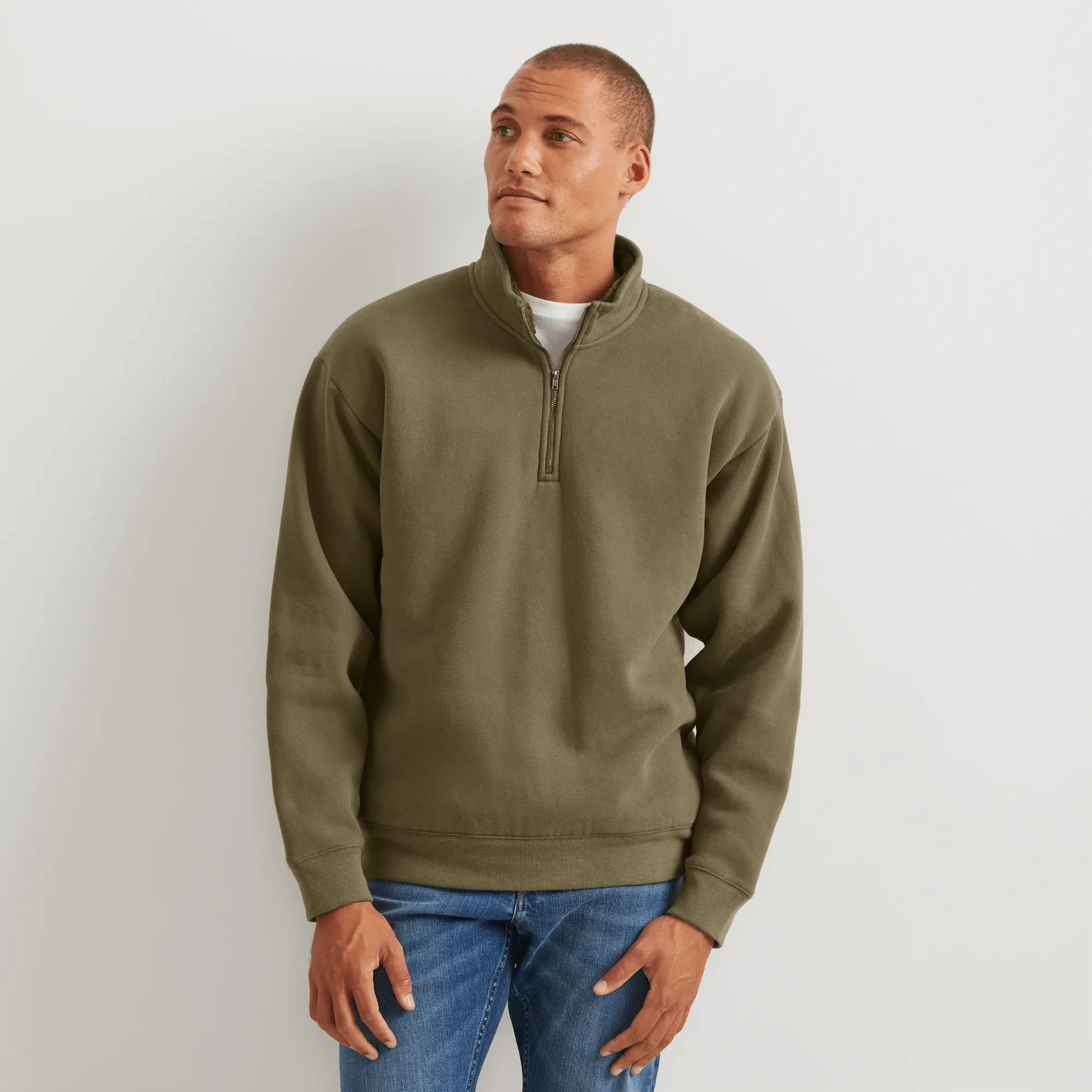 Men's Vintage Soft Faux Shearling-Lined 1/4-Zip Sweatshirt