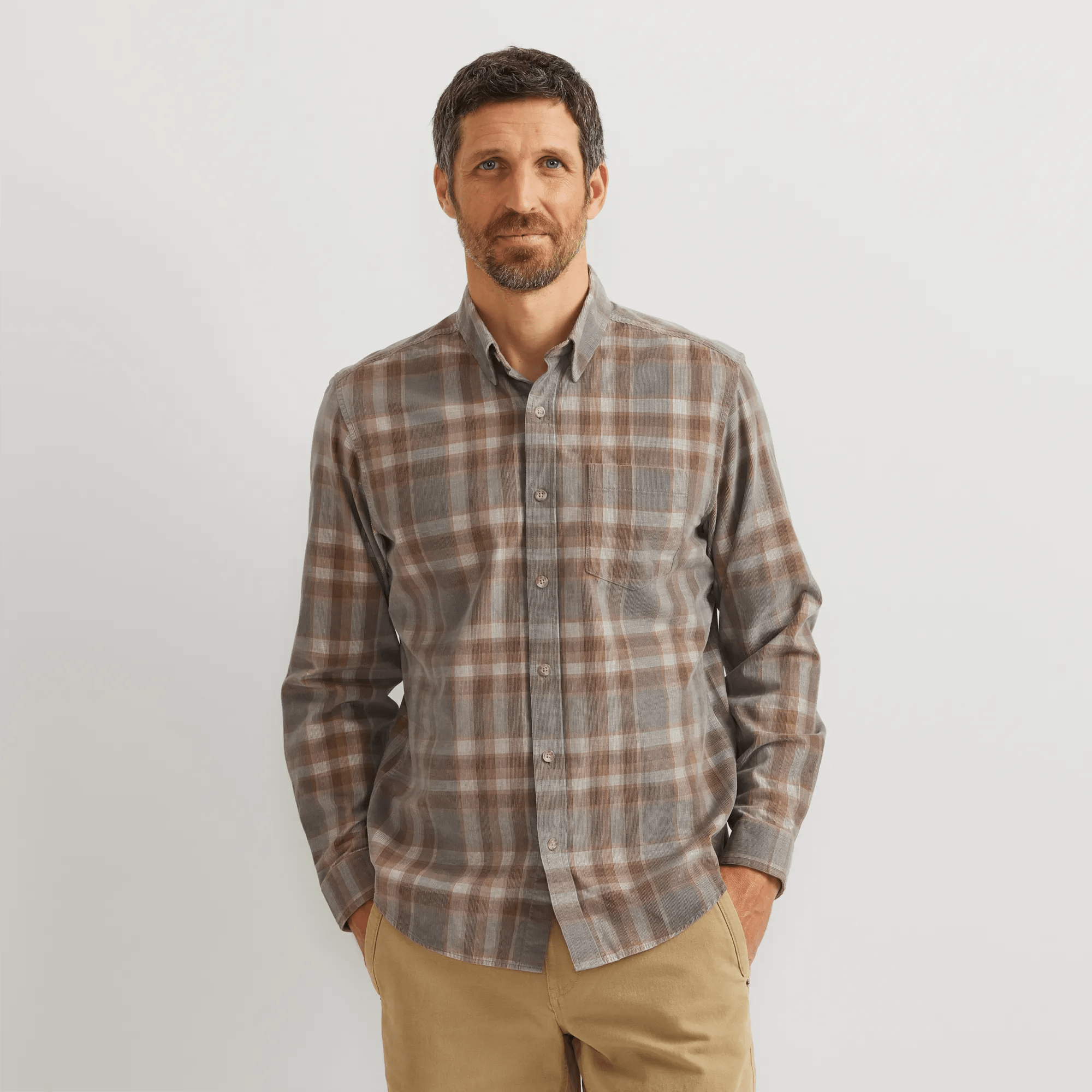 Men's Fine-Wale Corduroy Shirt - Plaid